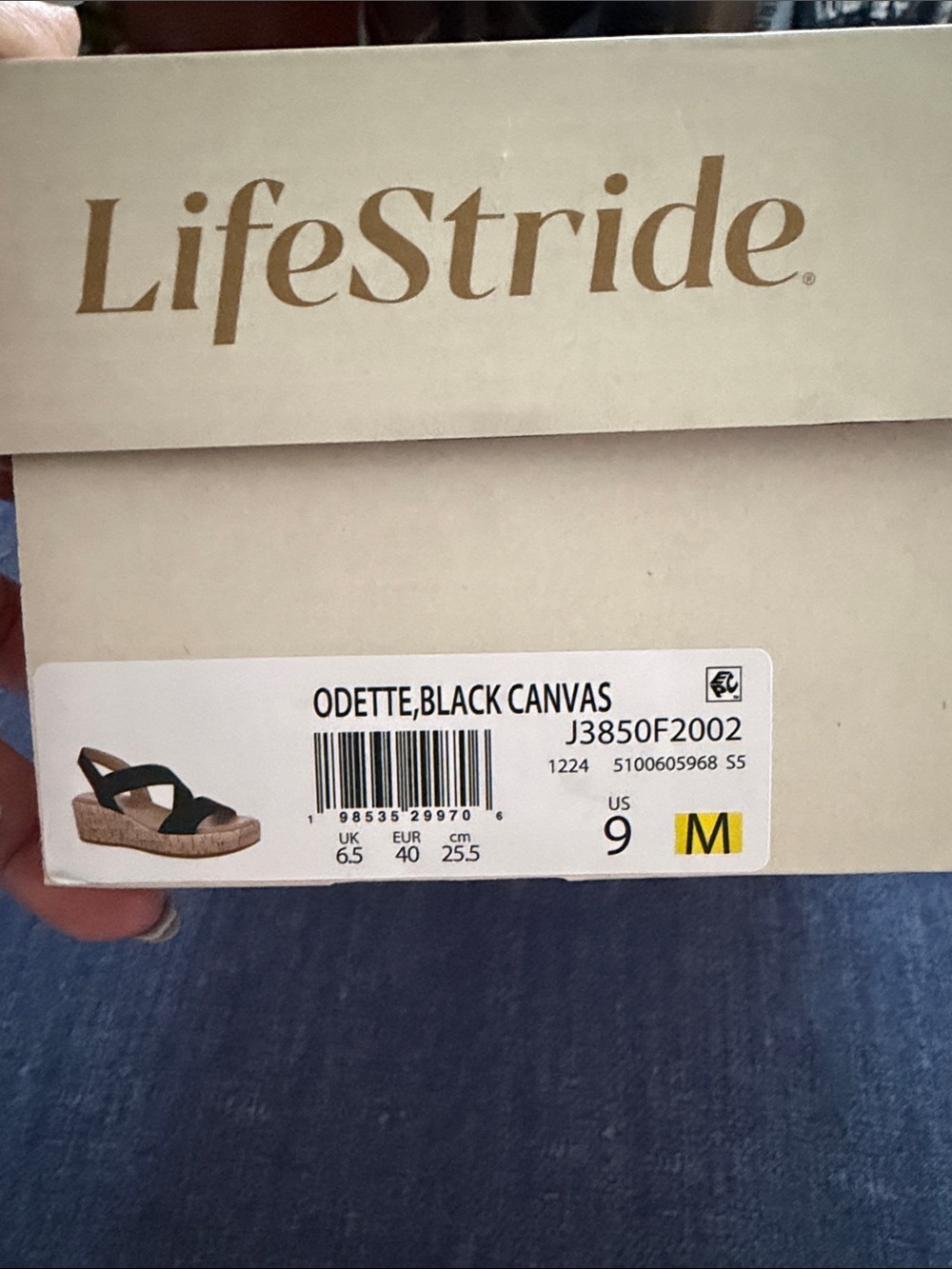 Life Stride Odette Black Canvas Wedge Sandal
